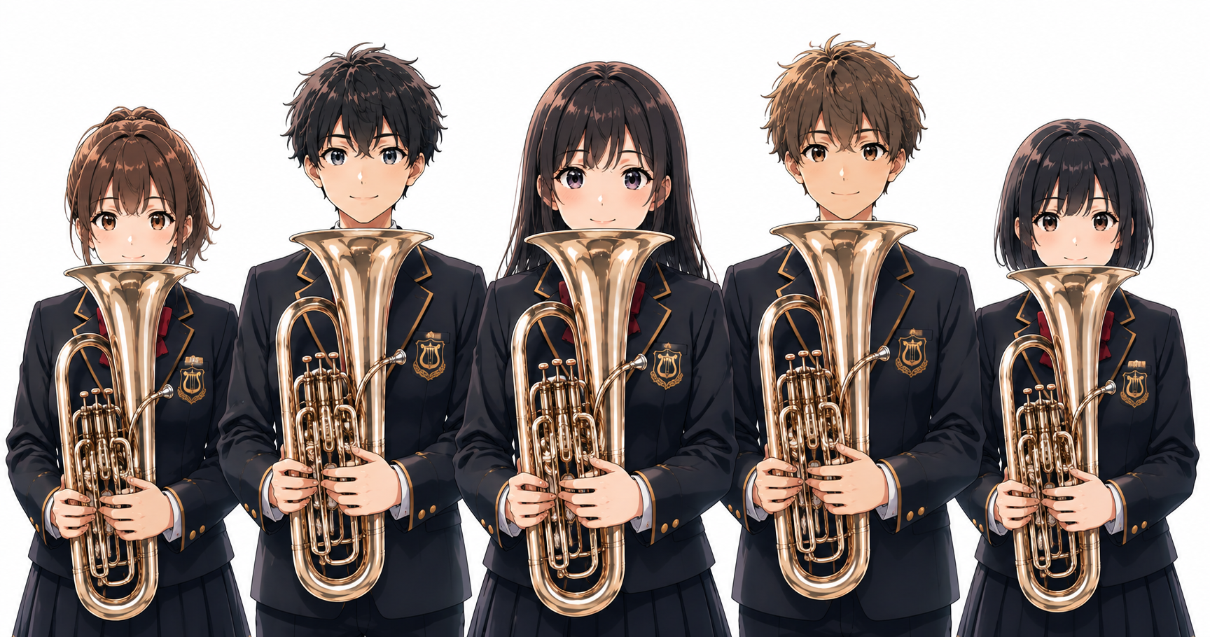 吹奏楽部ユーフォニアムパート写真ポーズ
