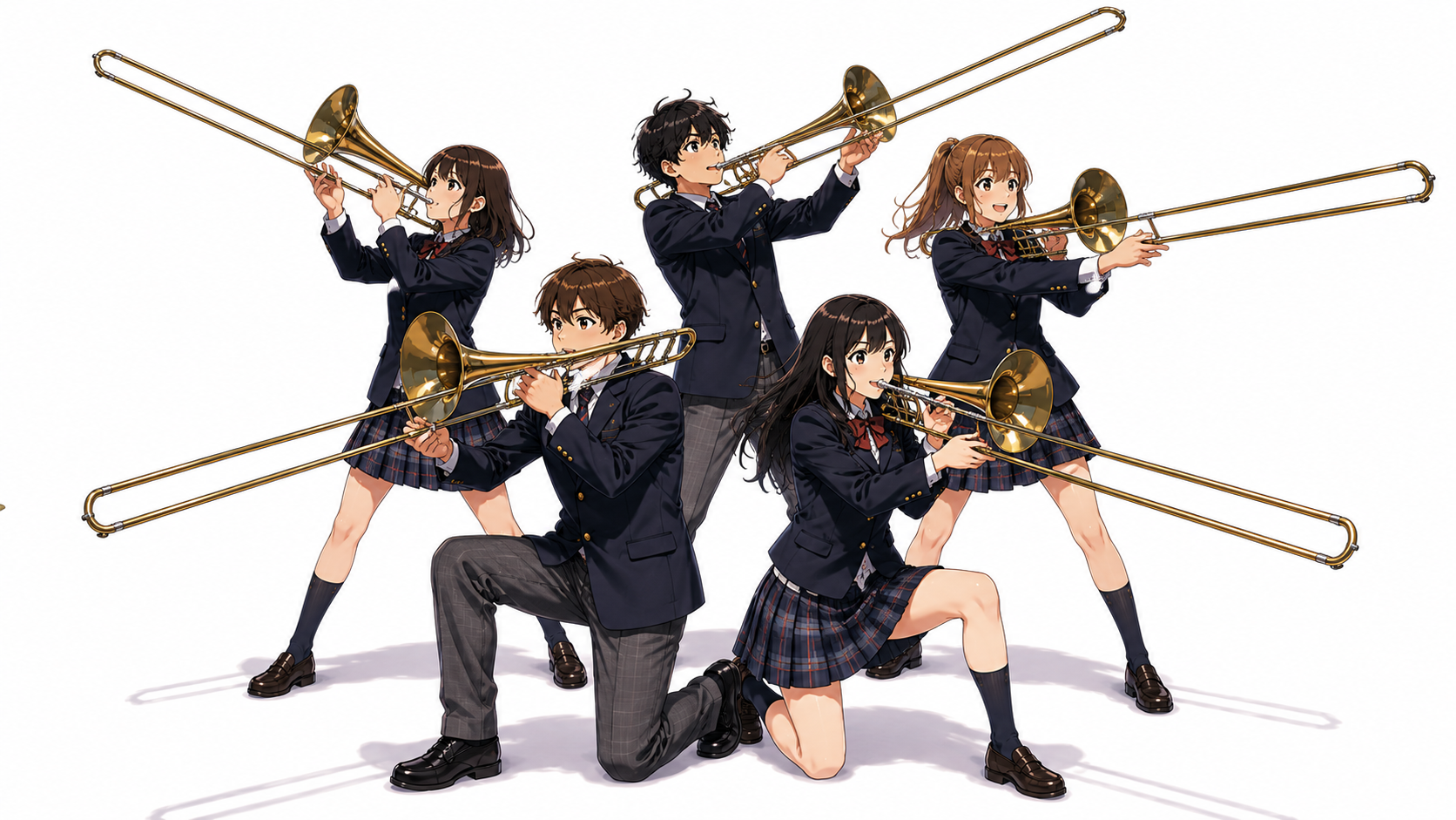 吹奏楽部トロンボーンパート写真ポーズ