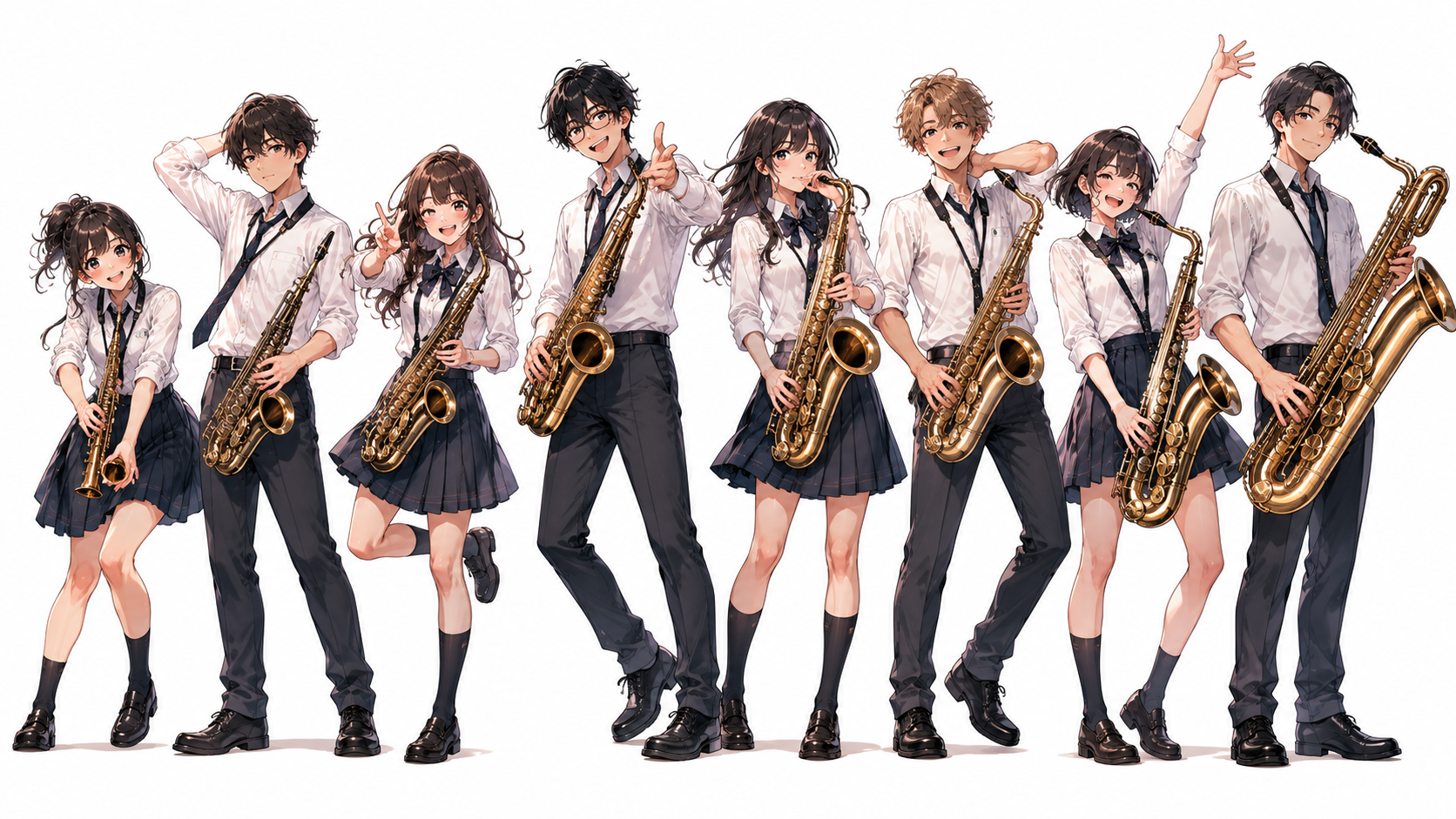 吹奏楽部サックスパート写真ポーズ