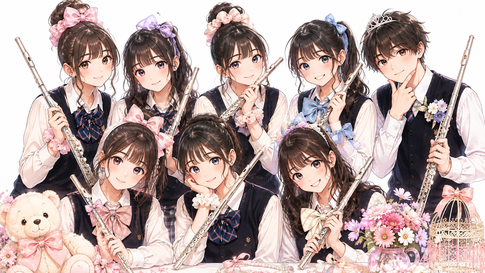 吹奏楽部フルートパート写真ポーズ