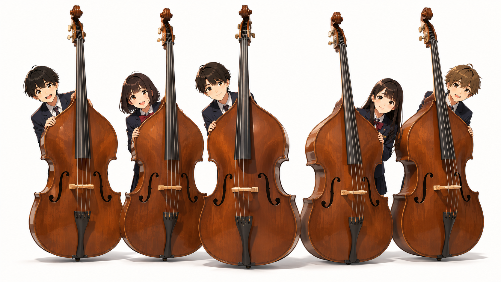 吹奏楽部コントラバスパート写真ポーズ
