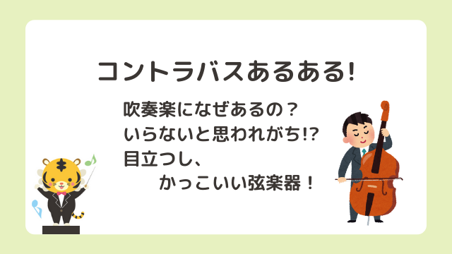 【コントラバスあるある】吹奏楽になぜあるの？いらないと思われがちだけど目立つしかっこいい弦楽器！