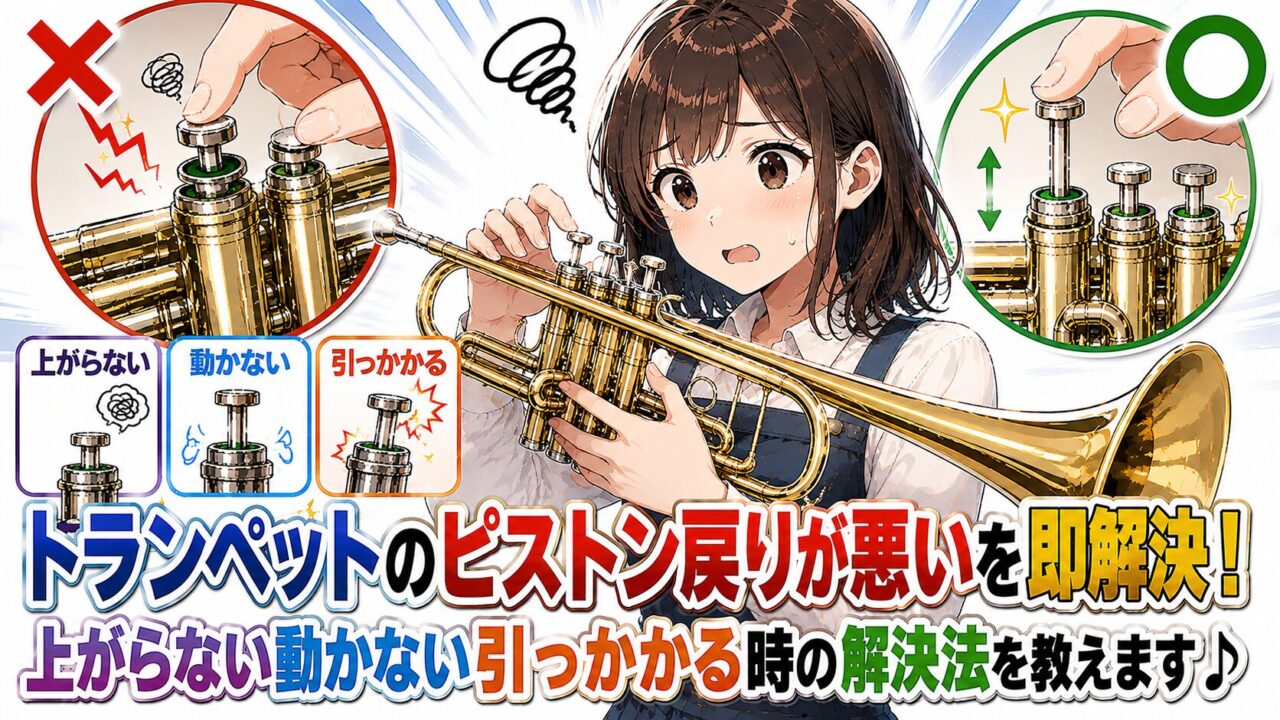 トランペットのピストンの戻りが悪い・戻らない原因と直し方