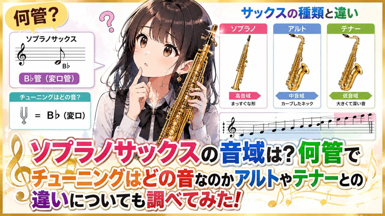 ソプラノサックスは何管？音域とチューニングの音は？